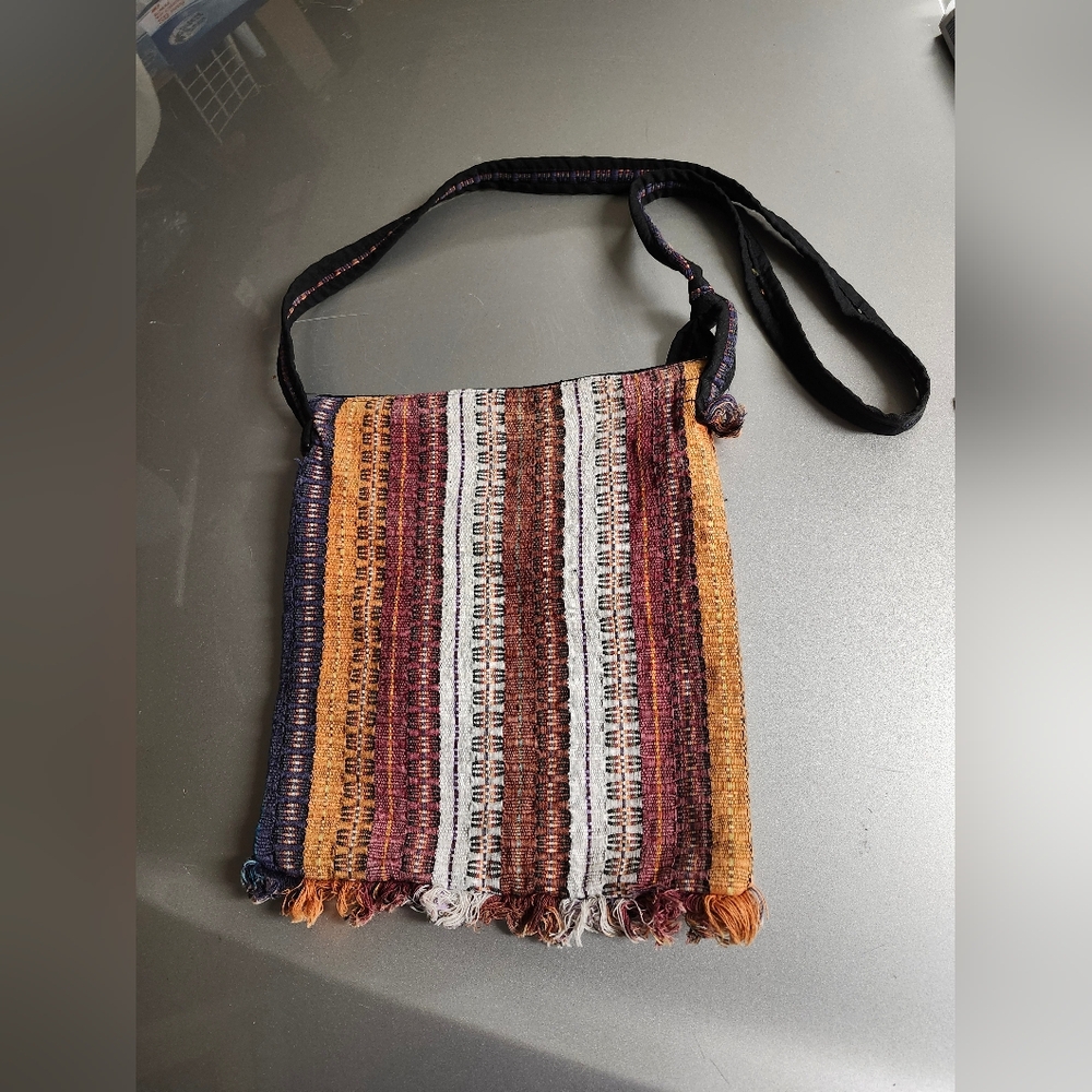 Boho Multicolor Striped Woven Bag